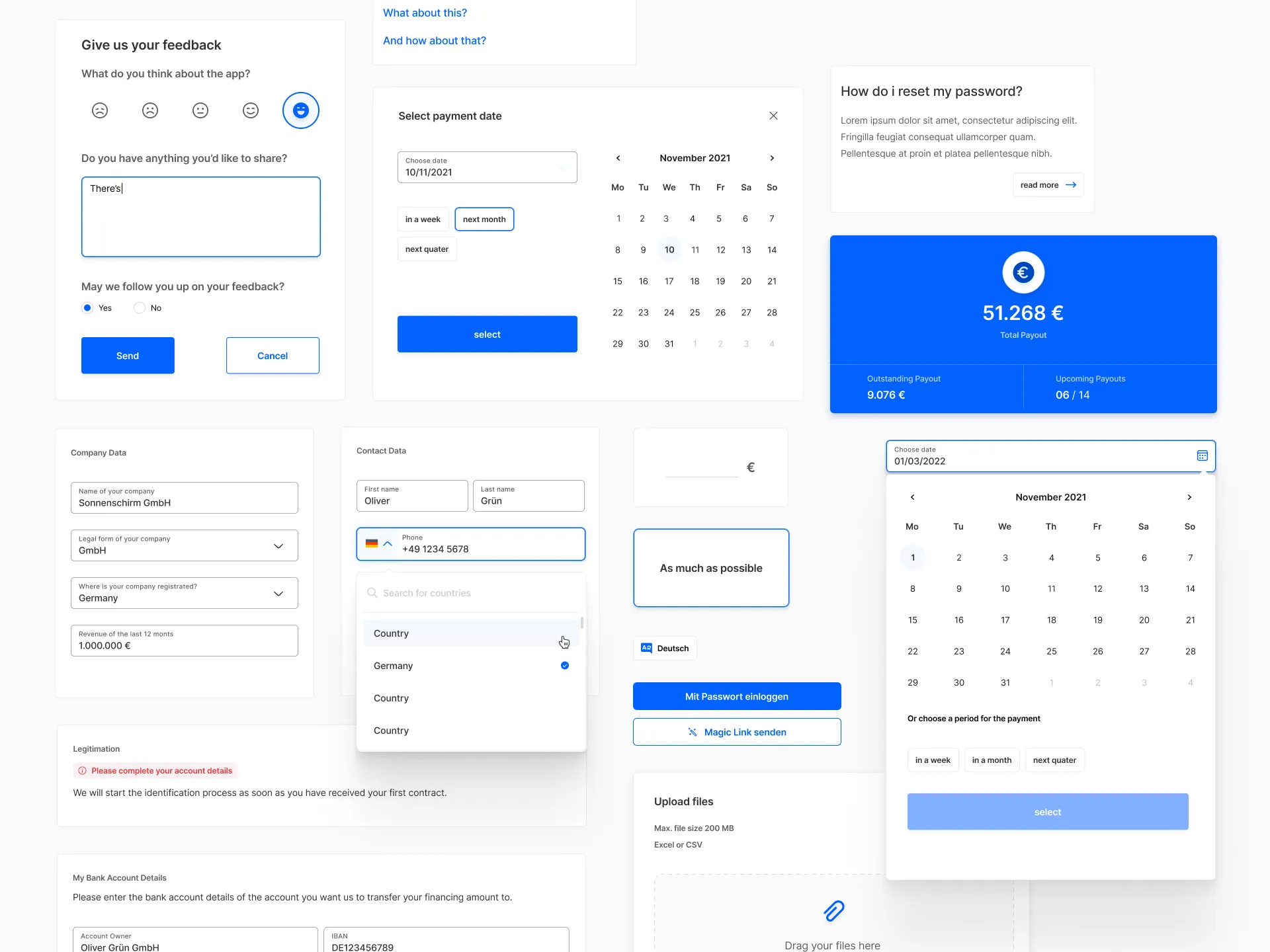 Interface design for the fintech Myos